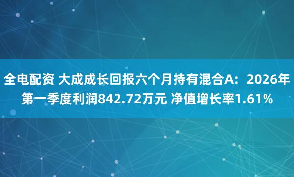全电配资 大成成长回报六个月持有混合A：2026年第一季度利润842.72万元 净值增长率1.61%